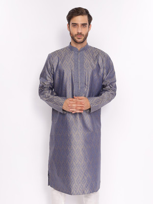 Zois Men Self Design A-line Kurta(Blue)