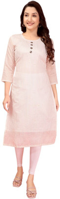 Irenzz Enterprise Women Embroidered Straight Kurta(White, Pink)
