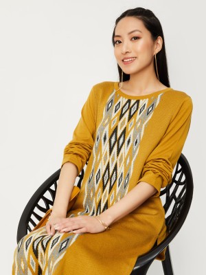 MAX Women Printed Straight Kurta(Yellow)