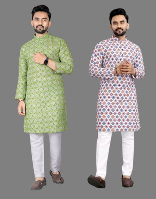 DHASU TRENDZ Men Printed Straight Kurta(Multicolor)