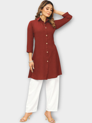 Rajmatacreation Women Solid Straight Kurta(Red)