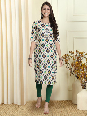 EthnicBasket Women Printed A-line Kurta(White)