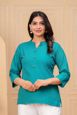 MIRHANIKA Women Solid A-line Kurta(Blue)