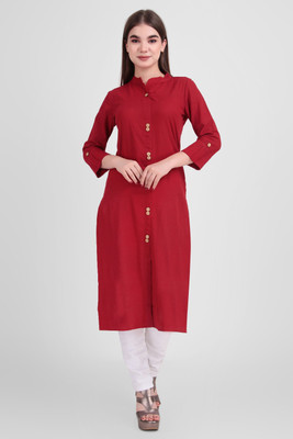 ravishree Women Solid Straight Kurta(Maroon)