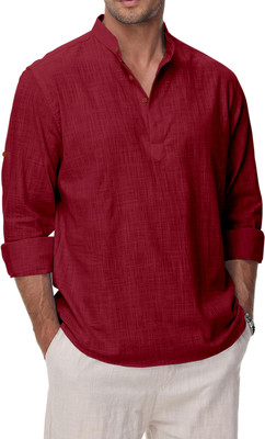 Fifth U Men Solid A-line Kurta(Maroon)