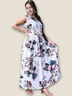 KurtisHouse Women Printed Straight Kurta(White)