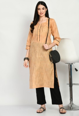 MAURYA Women Striped Straight Kurta(Orange)