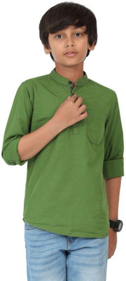 ROCKET SCIENCE Boys Solid Straight Kurta(Light Green)