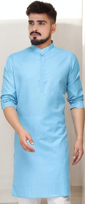 JENJEE FASHION Men Embroidered Straight Kurta(Light Blue)