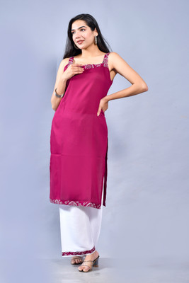 Fasonika Creation Women Self Design Straight Kurta(Pink)
