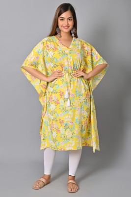 jekwats Floral Print Rayon Women Kaftan