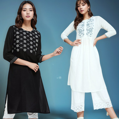 VIVIDH CREATIONS Women Colorblock A-line Kurta(Multicolor)