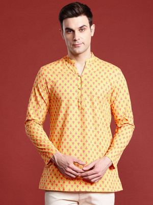 ANOUK Men Embroidered Kaftan Kurta(Yellow)