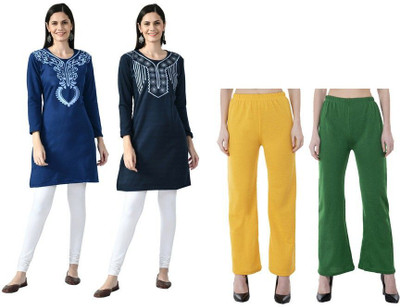 Indeweaves Women Self Design A-line Kurta(Multicolor)