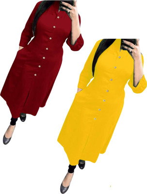 Maa Meladi Creation Women Solid A-line Kurta(Multicolor)