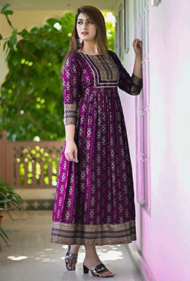 DADIYA Women Paisley Anarkali Kurta(Purple)