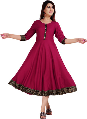 GULJAR FASHION Women Embroidered Anarkali Kurta(Maroon)