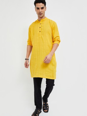 MELANGE Men Solid A-line Kurta(Yellow)