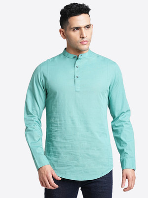 Blue Buddha Men Solid Straight Kurta(Light Blue)
