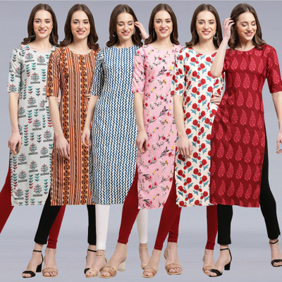 1 Stop Fashion Women Printed Straight Kurta(Multicolor)