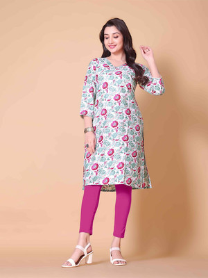 HERE&NOW Women Printed Straight Kurta(Multicolor)