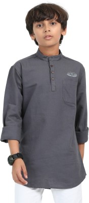 Rs fashions Boys Solid Straight Kurta(Grey)