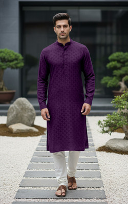FTX Men Solid Ethnic Dress Kurta(Purple)