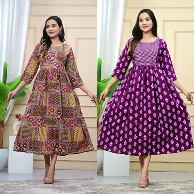 Kadri Women Floral Print A-line Kurta(Multicolor)