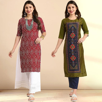 EthnicBasket Women Printed A-line Kurta(Multicolor)