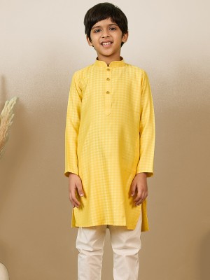 Sanwara Boys Printed Straight Kurta(Yellow)