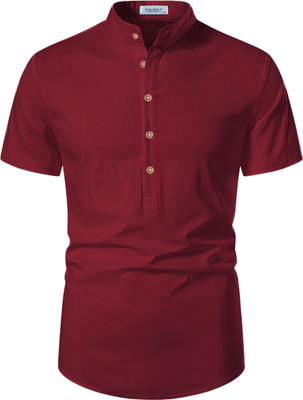Vimal Star Men Solid Straight Kurta(Maroon)