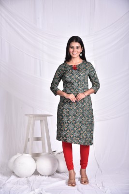 rashmi shree creation Women Printed Straight Kurta(Green)