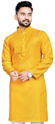 VRAJVILLA ENTERPRISE Men Solid Straight Kurta(Yellow)