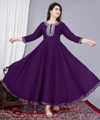 Nikhat Women Embroidered Anarkali Kurta(Purple)