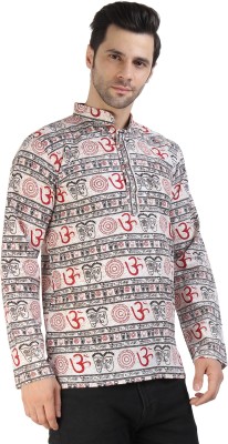 Krishiv Men Printed Straight Kurta(Beige)