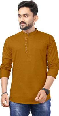 RAHUL CREATION Men Solid Straight Kurta(Brown)