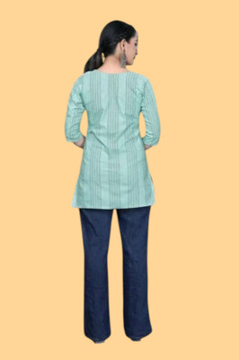 Db Fashion Kx Women Striped A-line Kurta(Light Blue)