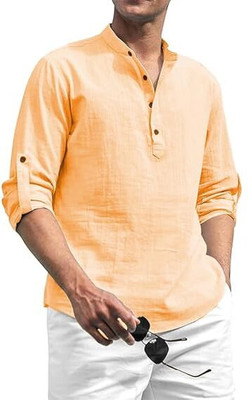 Vimal Star Men Solid Straight Kurta(Beige)