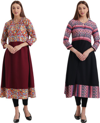 HouseOfCommon Women Solid Anarkali Kurta(Black)