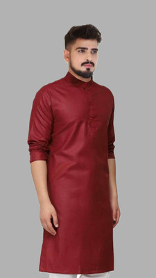 VINAARI Men Solid A-line Kurta(Maroon)