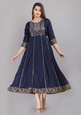 ANNU PARIDHAN Women Embellished Anarkali Kurta(Blue)