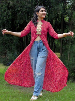 Youthnic Women Printed Frontslit Kurta(Multicolor)