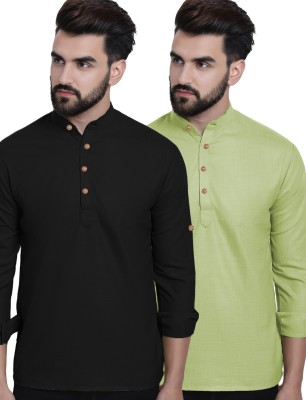 Vida Loca Men Solid Straight Kurta(Green)