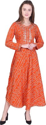 KAMAYRA Women Bandhani A-line Kurta(Multicolor)