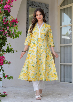 Anmi Printed Women A-line Kurta(Multicolor)