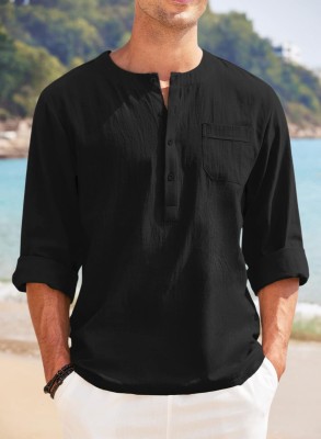 MACSIVO Men Solid Straight Kurta(Black)