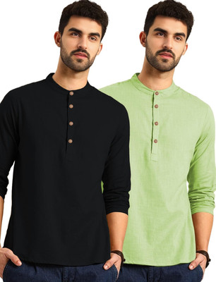 VIMASUTI Men Solid Straight Kurta(Green)