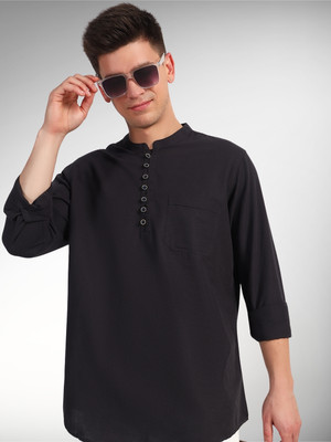 ENSPYR Men Solid Ethnic Dress Kurta(Black)