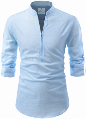 Apektra Men Solid A-line Kurta(Light Blue)