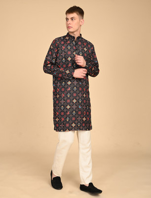 TIGERSNAKE Men Printed Straight Kurta(Multicolor)